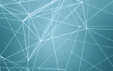 Abstract Polygonal Space Blue Background with Connecting Dots and Lines | Network - Data Visualization Illustration