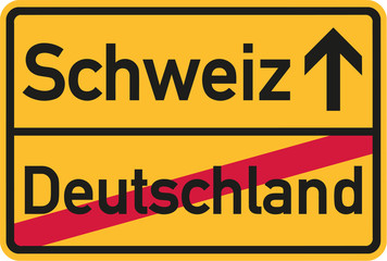 Fototapeta premium Migration from germany to Switzerland - german town sign