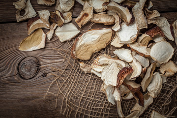 Dried wild mushrooms.