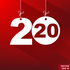 New Year. 2020. The figures isolated on red background. Celebration. The calendar.