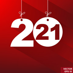 New Year. 2021. The figures isolated on red background. Celebration. The calendar.