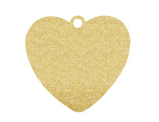 Golden Glitter Heart as Christmas decoration isolated on white b
