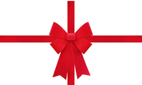 Large red Christmas bow isolate on white background