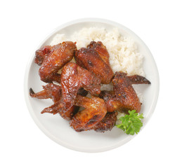 barbecue chicken wings with rice