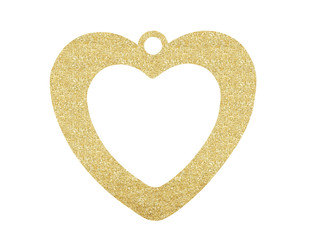 Golden Glitter Heart as Christmas decoration isolated on white b