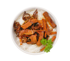 Stir fried meat with rice noodles