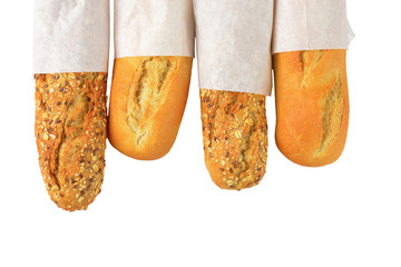 white and whole grain baguettes
