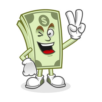 Peace Dollar bill mascot, Money character, Dollar cartoon
