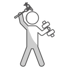 person lifting weight dumbbells gym equipment. fitness lifestyle. vector illustration