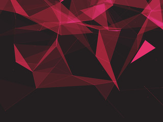 Abstract Polygonal Space Dark Background with Pink Connecting Dots and Lines | EPS10 Vector Illustration
