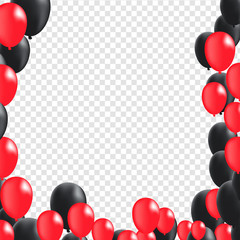 Black and Red Flying Balloons on Transparent Background | Vector Illustration