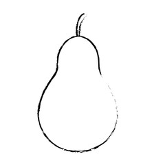 sticker of pear fruit with tape measure icon over white background. healthy food design. vector illustration