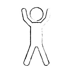 figure of person with arms up over white background. vector illustration