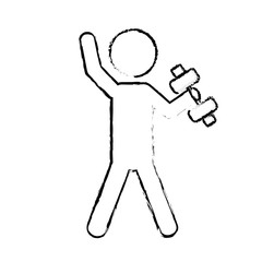 person lifting weight dumbbells gym equipment. fitness lifestyle. vector illustration