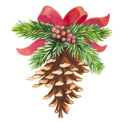 Christmas watercolor illustration set. - 129102566
