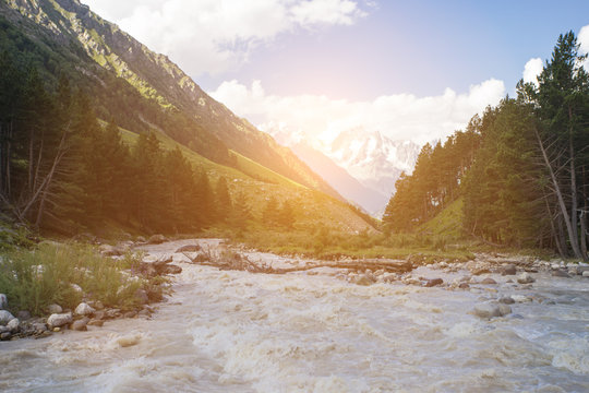 Mountain landscape and river