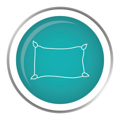 button with comfortable pillow icon inside over white background. vector illustration