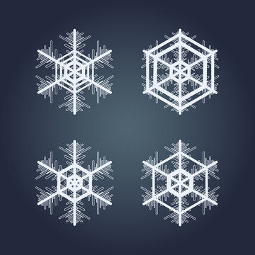 Collection of snowflakes. Winter decorative element.