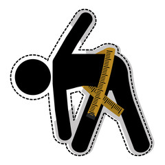 Obraz premium body stretching and tape measurement icon over white background. fitness lifestyle design. vector illustration