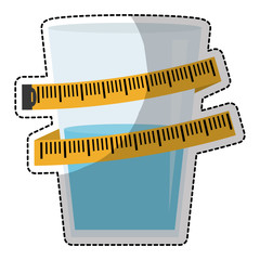 Fototapeta na wymiar glass with water and tape measurement over white background. vector illustration