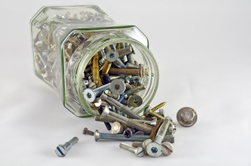 storage jar with old screws