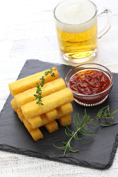 Fried Polenta With Dipping Sauce