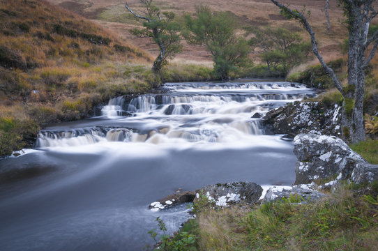 A landscape 10 stop image of waterfalls in Strath Vagastie, Sutherland, Scotland.