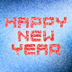 Obraz premium Abstract blue pixel background with red 'Happy New Year'. Vector