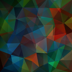 Obraz premium Polygonal vector background. Can be used in cover design, book design, website background. Vector illustration. Dark green, brown, blue colors