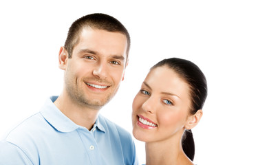 smiling attractive couple, isolated