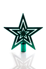 Green christmas tree star isolated in a white background