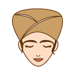 woman with towel on head spa icon image vector illustration 
