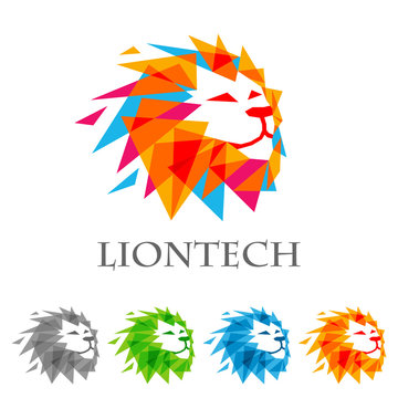 lion head vector logo design, abstract lion logo, tiger logo