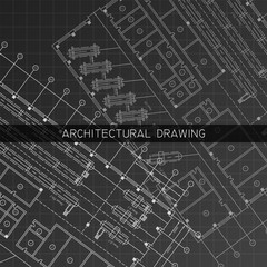 Architectural drawing. Architectural plan in vector on a black background.