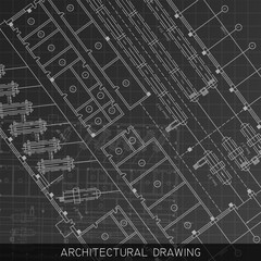 Architectural drawing. Architectural plan in vector on a black background.