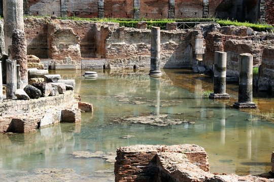 archaeological Ruins of the  ancient temple of Serapide, flooded by water,  Pozzuoli, Naples, Italy 
