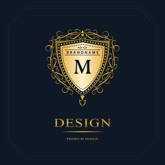 Monogram design elements, graceful template. Calligraphic elegant line art logo design. Letter emblem sign M for Royalty, business card, Boutique, Hotel, Heraldic, Jewelry. Vector illustration