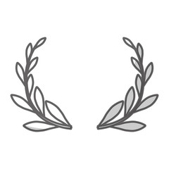 decorative wreath of leaves icon over white background. vector illustration