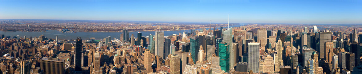 The panorama of New York from roof on sunny day