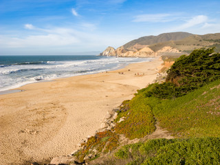 Coastline View of the Beach and Hills