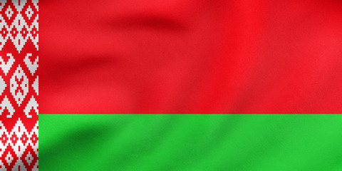 Flag of Belarus waving, real fabric texture