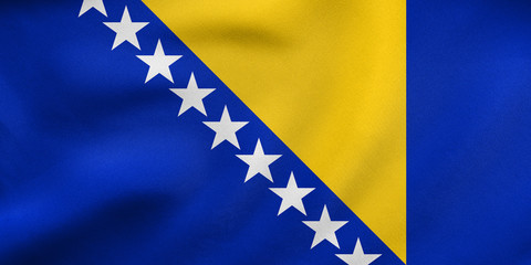 Flag of Bosnia and Herzegovina wavy fabric texture