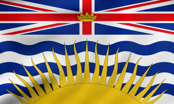 Flag of British Columbia wavy, real fabric texture