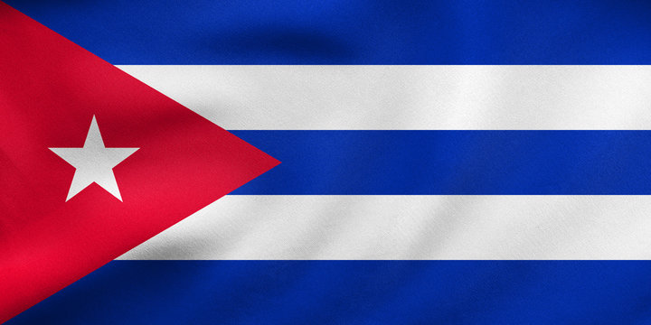 Flag of Cuba waving, real fabric texture