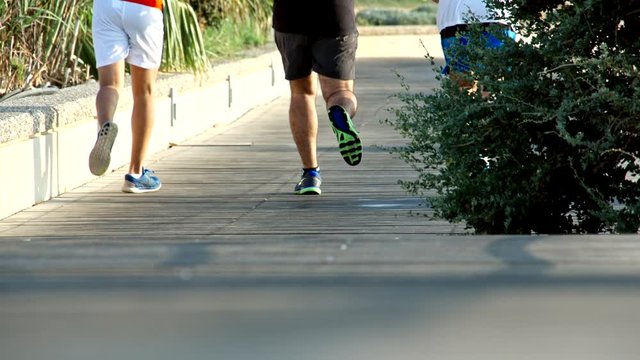 Fitness jogger running at tropical park fitness jogging workout