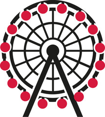 Ferris wheel with red gondola