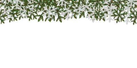 Winter banner pattern with crystallic transparent snowflakes and place for text. Christmas background.