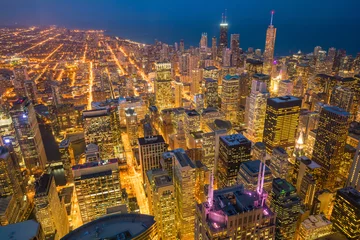 Fototapeten Aerial view of Chicago downtown © f11photo