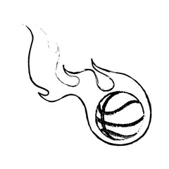 basketball ball with flames over white background. vector illustration