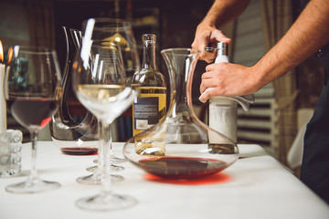 Variety of alcohol at table